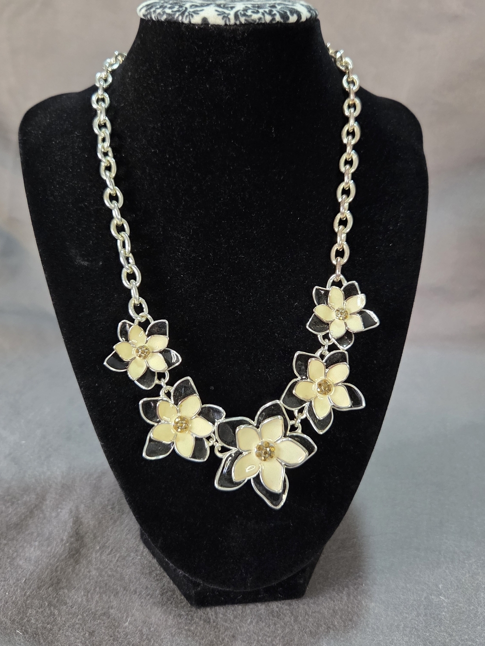 Dana Buchman Yellow Flower Link Necklace